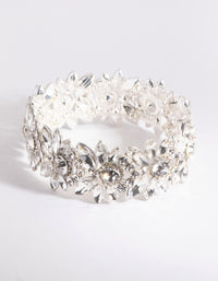 Silver Diamante Flower Stretch Bracelet - link has visual effect only