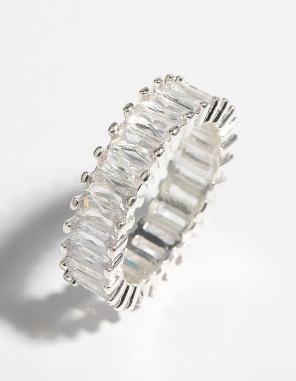 Silver Cubic Zirconia Baguette Ring - Lovisa