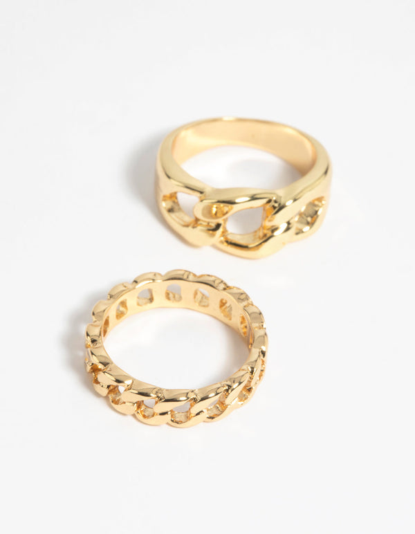 Gold Chain Ring Stack Pack