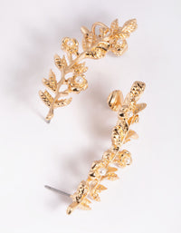 Gold Floral Branch Cuff Earrings - link has visual effect only