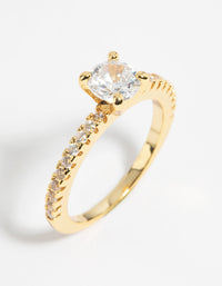 Gold Plated Cubic Zirconia Solitare Ring - link has visual effect only