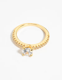 Gold Plated Cubic Zirconia Solitare Ring - link has visual effect only