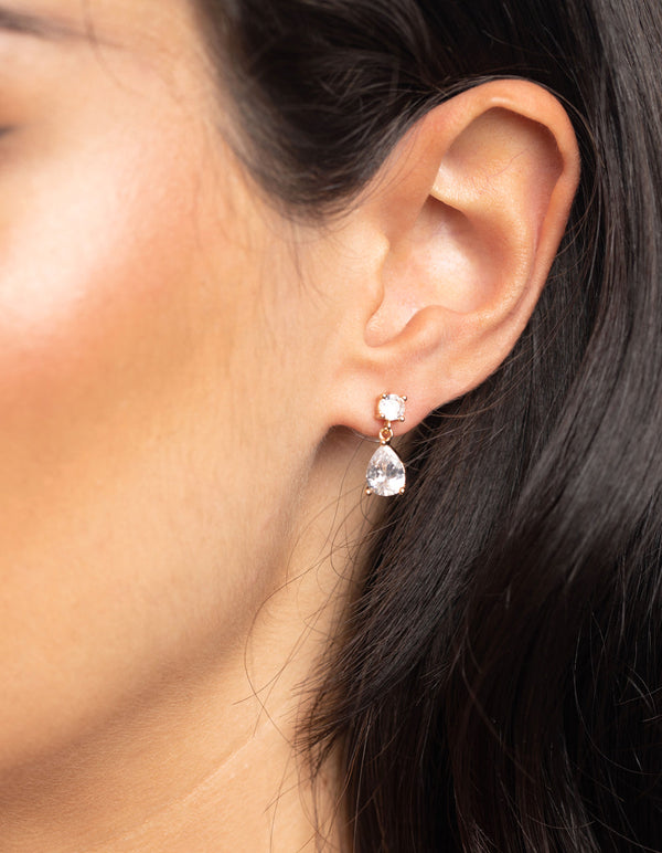 Rhodium Diamond Simulant Floral Necklace & Earrings Set