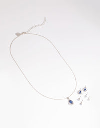 Diamond Simulant Sapphire Necklace & Earrings Set - link has visual effect only