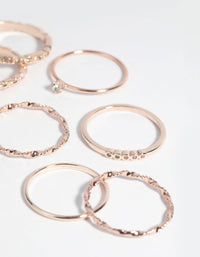 Rose Gold Plated Diamante Ring 7-Pack - link has visual effect only