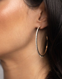 Gold Cubic Zirconia Pave Hoop Earrings - link has visual effect only