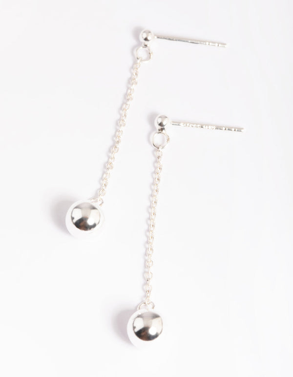 Sterling Silver Ball & Chain Drop Earrings