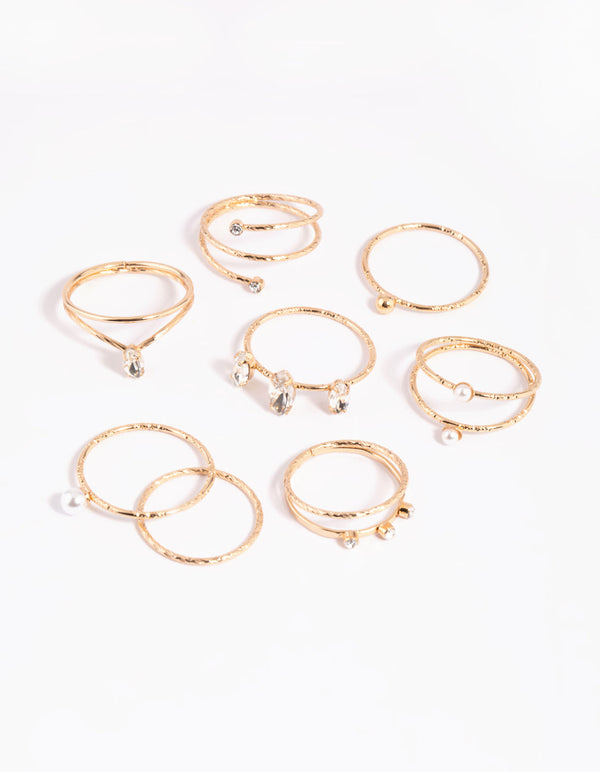 Gold Dainty Oval Ring Stack Pack