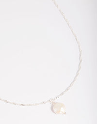 Silver Plated Flat Pearl Necklace - link has visual effect only