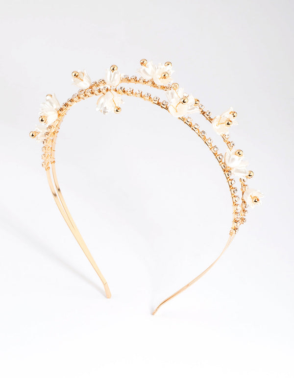Gold Pearlised Flower Headband