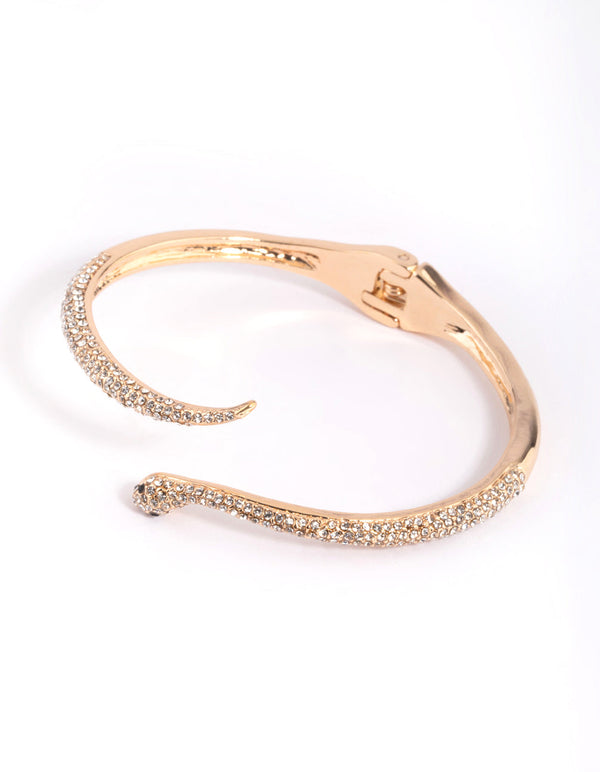 Gold Diamante Snake Hinge Bracelet