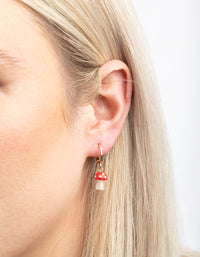 Red Mushroom Huggie Hoop Earrings - link has visual effect only