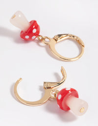 Red Mushroom Huggie Hoop Earrings - link has visual effect only
