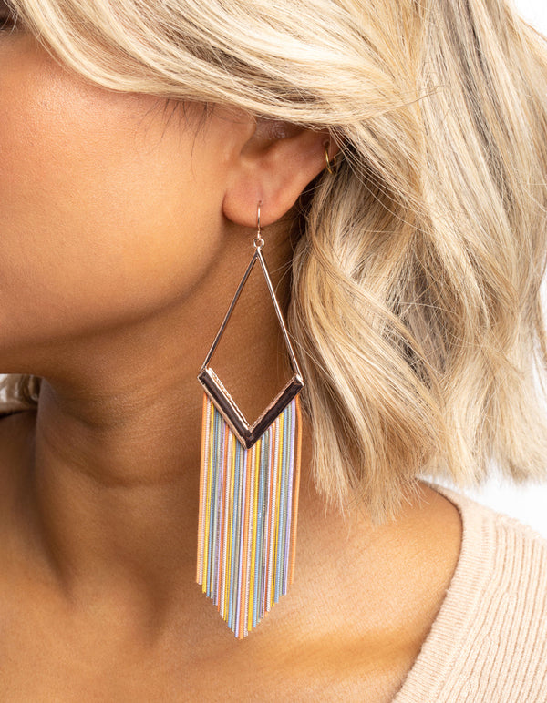Lovisa Earrings with feathers, stones, and tassel drop