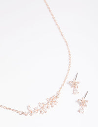 Rose Gold Marquise Flower Necklace & Earrings Set - link has visual effect only