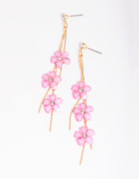 90s Pink Flower Drop Earrings - link has visual effect only