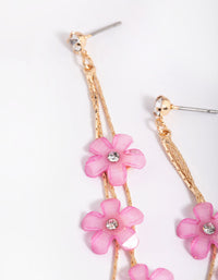90s Pink Flower Drop Earrings - link has visual effect only
