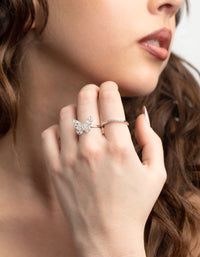 Silver Cubic Zirconia Butterfly Ring Stack Pack - link has visual effect only