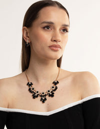 Black Mixed Stone Necklace & Earrings Set - link has visual effect only