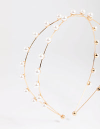 Gold Cross Over Pearl Headband - link has visual effect only