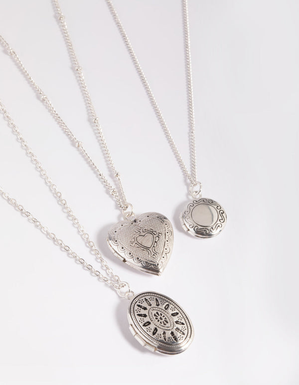 Antique Silver Mixed Locket Layered Necklace