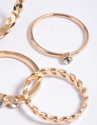 Gold Diamante Twisted Ring Stack 4-Pack - link has visual effect only