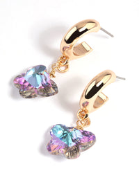 90s Purple Butterfly Huggie Hoop Earrings - link has visual effect only