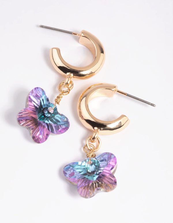 90s Purple Butterfly Huggie Hoop Earrings