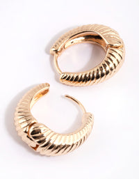 Gold Croissant Oval Huggie Hoop Earrings - link has visual effect only