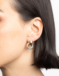 Gold Circular Huggie Hoop Earrings - link has visual effect only