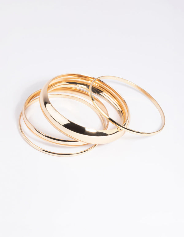 Mixed Metal Thick & Thin Bangle Bracelet 4-Pack