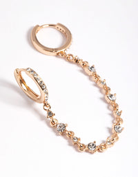 Gold Cubic Zirconia Statement Chain Huggie Hoop Earrings - link has visual effect only