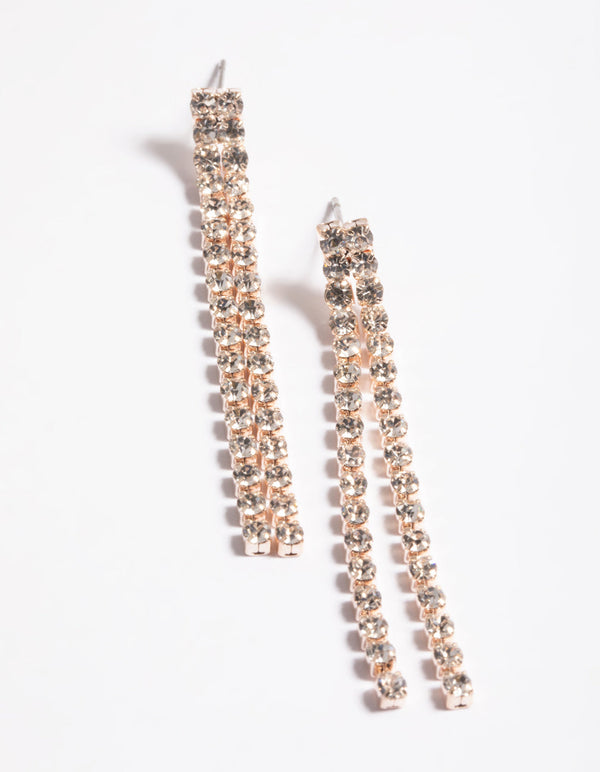Double Sided Diamante Cupchain Drop Earrings
