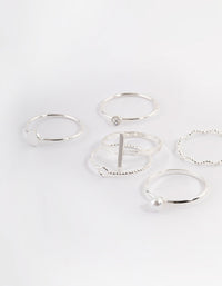 Silver Dainty Pearly Ring 6-Pack - link has visual effect only