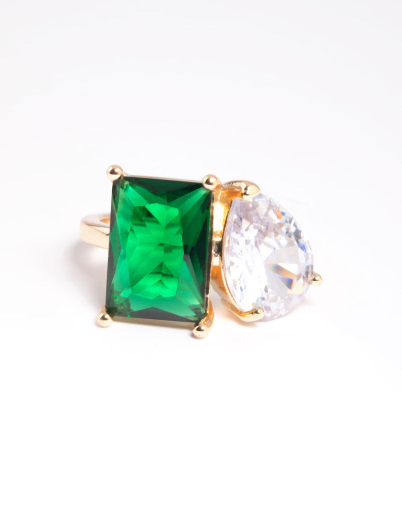 Rhodium Cubic Zirconia Emerald Ring - Lovisa