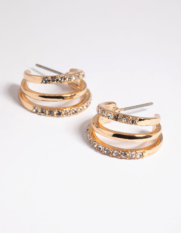 Gold Diamante Hoop Earrings