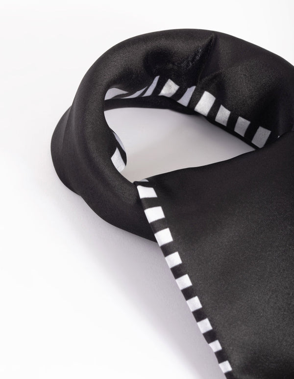 Black & White Fabric Geometric Stripe Scarf