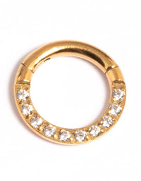 Gold Plated Titanium Cubic Zirconia 6mm Clicker - link has visual effect only