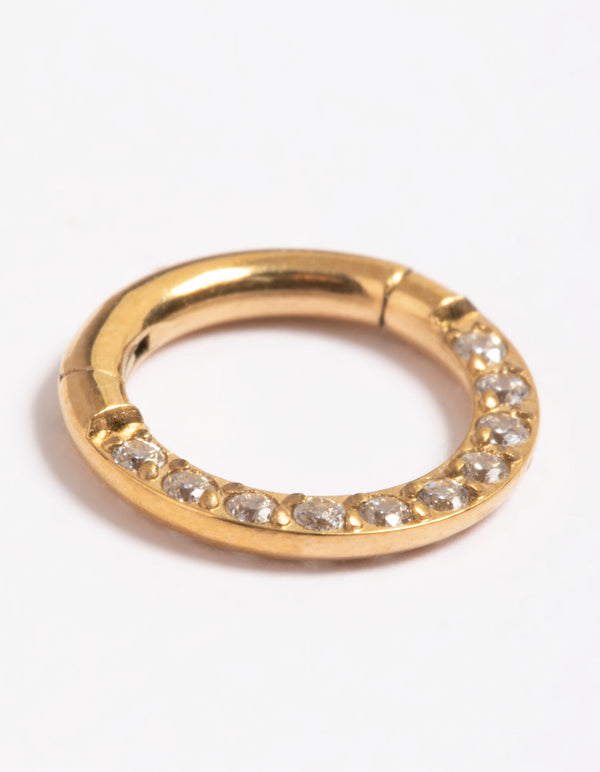 Gold Plated Titanium Cubic Zirconia 6mm Clicker