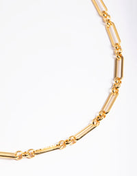 Gold Plated Stainless Steel Open Oval Link Necklace - link has visual effect only