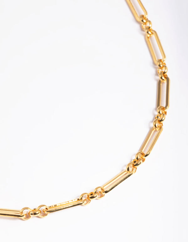 Gold Plated Stainless Steel Open Oval Link Necklace