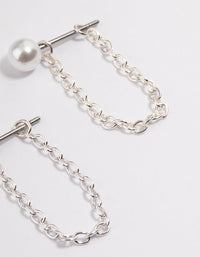 Silver Pearl Chain Front & Back Earrings - link has visual effect only