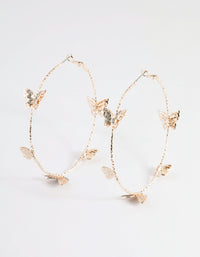 Rose Gold 70cm Butterfly Hoop Earrings - link has visual effect only