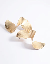 Worn Gold Twisted Fan Stud Earrings - link has visual effect only