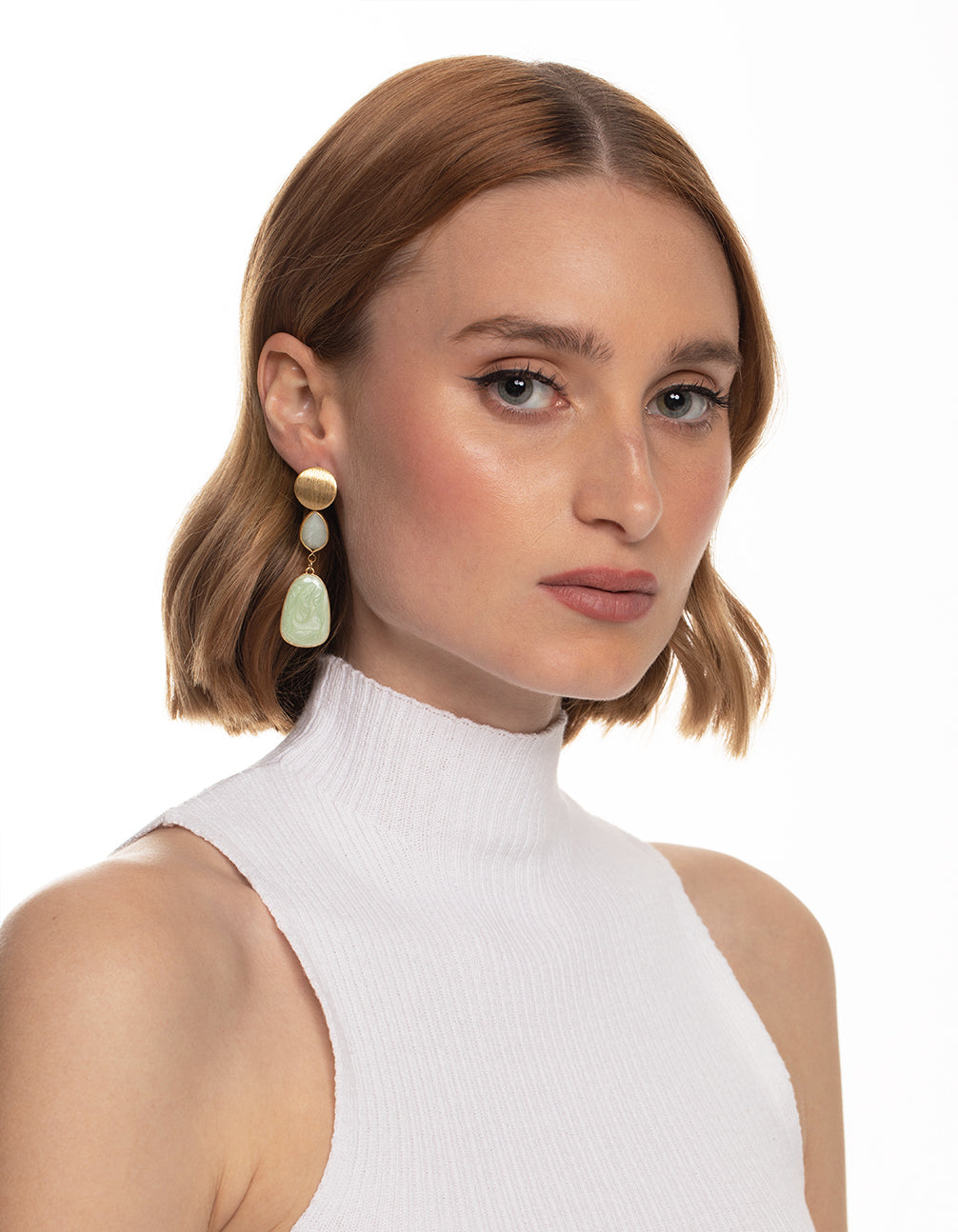 Worn Gold Stone Drop Earrings
