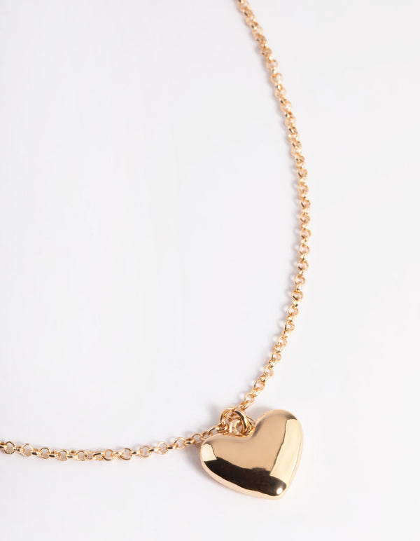 Gold Bubble 3D Heart Necklace