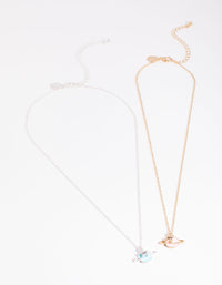 Mixed Metal Best Friend Saturn Necklace Pack - link has visual effect only