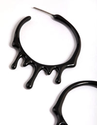 Black Paint Melt Hoop Earrings - link has visual effect only