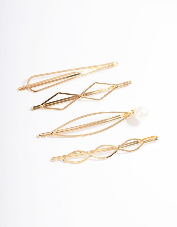 Gold Mixed Shape & Pearl Clips 4-Pack