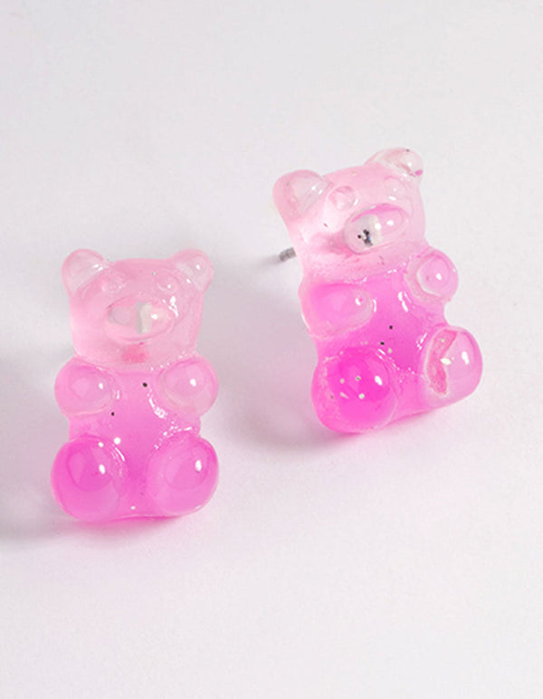 Pink Ombre Teddy Stud Earrings